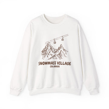 Snowmass Village, Colorado Mountain Gondola Sweatshirt, Travel Graphic - 0