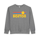 Boston, Massachusetts Toddler Sweatshirt - Retro Sun Boston Toddler Crewneck Sweatshirt-1