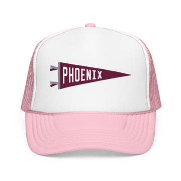 Buy light-pink-white Phoenix, Arizona Pennant Trucker Hat — Retro Flag Foam Cap