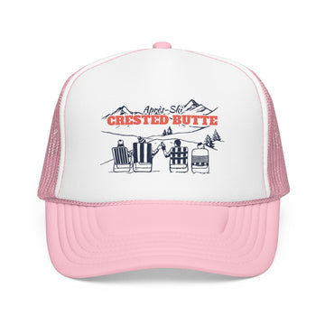 Buy light-pink-white Crested Butte, Colorado Après-ski Trucker Hat — Foam Mesh Cap