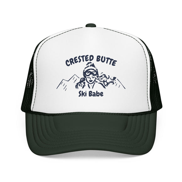 Crested Butte, Colorado Ski Babe Trucker Hat — Foam Mesh Cap