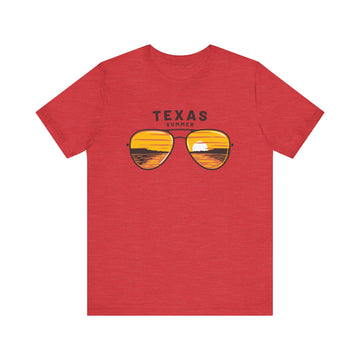 Buy heather-red Texas T Shirt - Sunglasses Lake Graphic Texas Tee