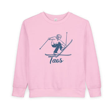 Buy pink Taos, New Mexico Toddler Sweatshirt - Vintage Ski Taos Toddler Crewneck Sweatshirt