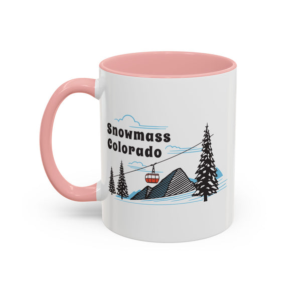 Snowmass, Colorado Retro Snow Skiing Mountain 11 oz Mug, Ski Lodge Decor Coffee Cup, Mountain Gondola  Lover Gift, Retro Skiing Mug