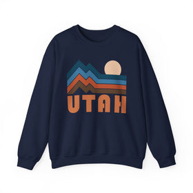 Buy navy Utah Sweatshirt Retro Mountains, Utah Unisex Graphic Crewneck