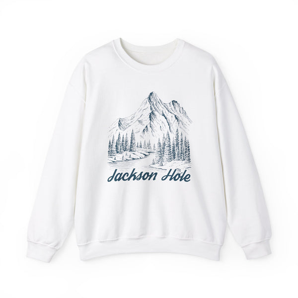 Jackson Hole, Wyoming Sweatshirt - Mountain Illustration Graphic Crewneck