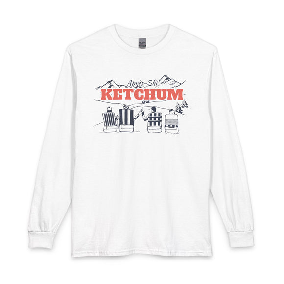 Ketchum, Idaho Après-ski Long Sleeve Shirt - Mountain Retro Skiing