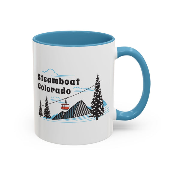 Steamboat, Colorado Retro Snow Skiing Mountain 11 oz Mug, Ski Lodge Decor Coffee Cup, Mountain Gondola  Lover Gift, Retro Skiing Mug