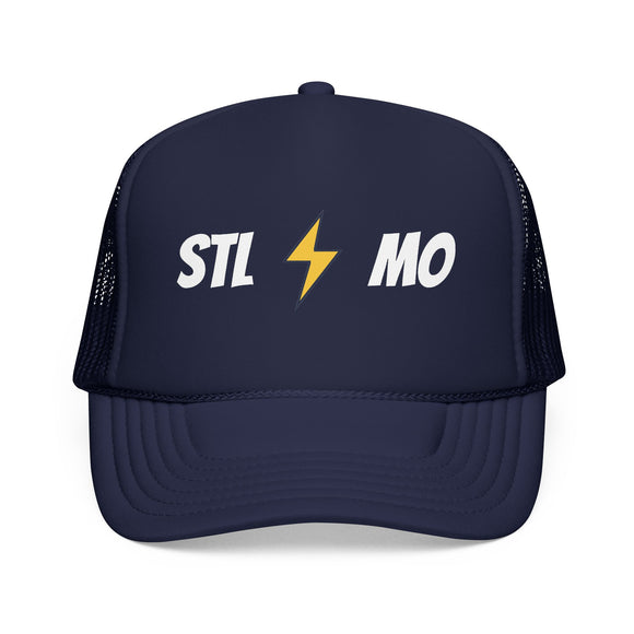 St. Louis, Missouri Retro Trucker Hat - Lightning Foam Cap - Lightning Black