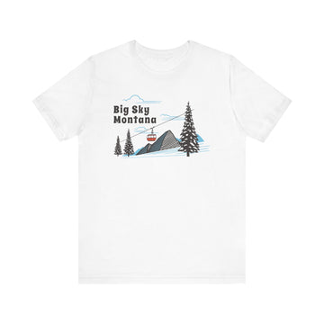 Buy white Big Sky, Montana T-Shirt - Retro Ski Mountain Gondola Unisex Big Sky Shirt