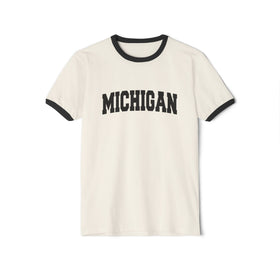 Michigan Cotton Ringer Graphic Tee - Unisex Michigan T Shirt, Vintage Style Tee, Men's/Women's Tee - 0
