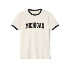Michigan Cotton Ringer Graphic Tee - Unisex Michigan T Shirt, Vintage Style Tee, Men's/Women's Tee