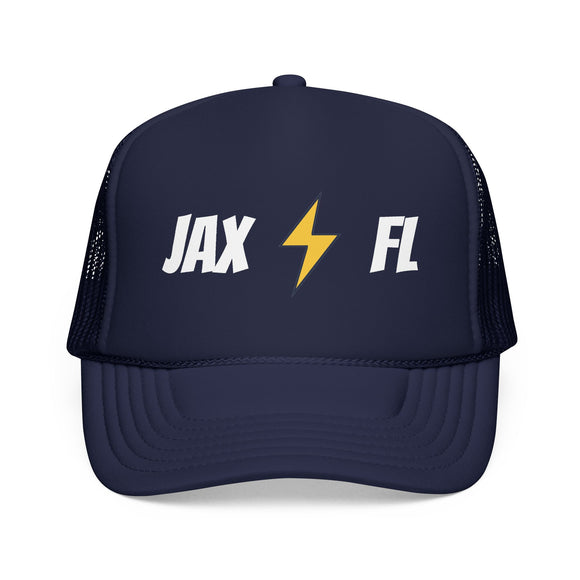 Jacksonville, Florida Retro Trucker Hat - Lightning Foam Cap - Lightning Black