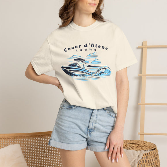 Coeur d Alene, Idaho T-Shirt, Comfort Colors 100% Cotton Wakeboard Boat Tee