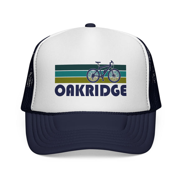 Oakridge, Oregon Retro Bike Trucker Hat - Vintage Style Oakridge Cap