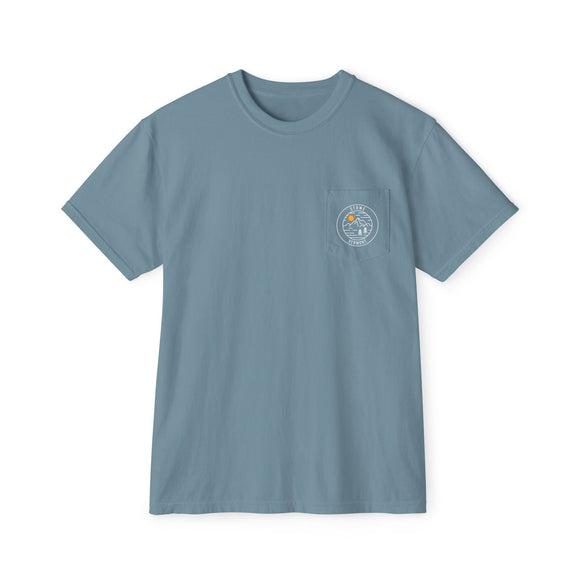 Stowe, Vermont Pocket Tee Shirt, Garment-Dyed Shirt, Mountain Graphic Tee, Comfort Colors