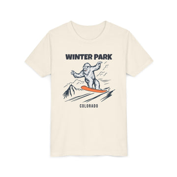 Winter Park, Colorado Yeti Snowboard Youth Tee - Kids Skiing Shirt