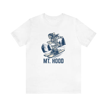 Buy white Mt Hood, Oregon T-Shirt - Skeleton Skier Unisex Mt Hood Shirt
