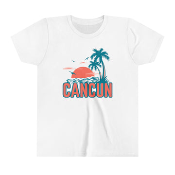 Cancun, Mexico Youth Shirt - Retro Palm Tree Cancun Kid's T-Shirt - 0