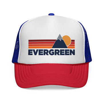 Evergreen, Colorado Retro Mountains Trucker Hat - Vintage Style Evergreen Cap