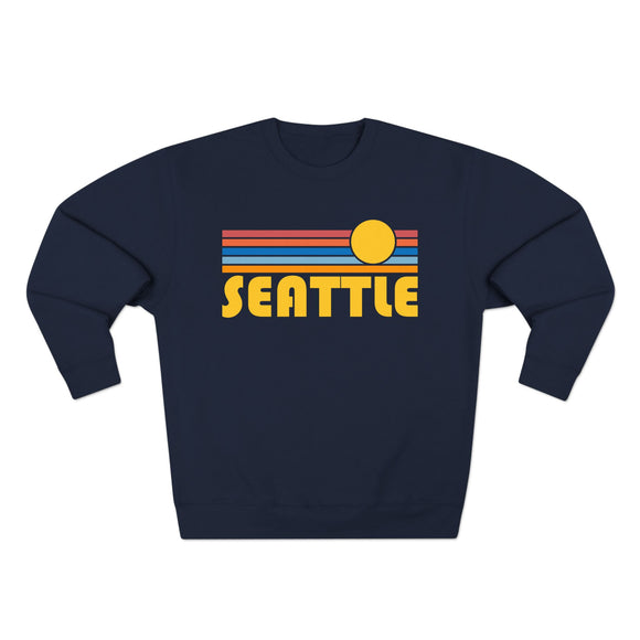 Premium Seattle, Washington Retro Sun Graphic Sweatshirt