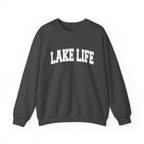 Buy dark-heather Lake Life Sweatshirt - Unisex Graphic Crewneck