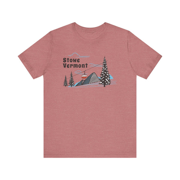Stowe, Vermont T-Shirt - Retro Ski Mountain Gondola Unisex Stowe Shirt