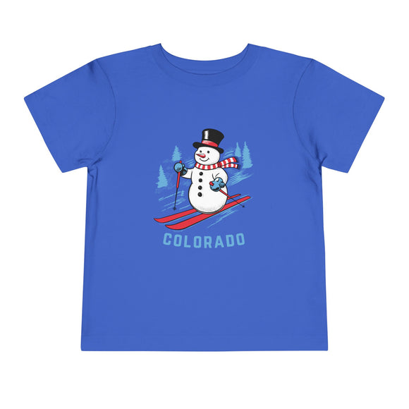 Colorado Toddler Skiing Snowman Graphic Tee - Kids Colorado T-Shirt