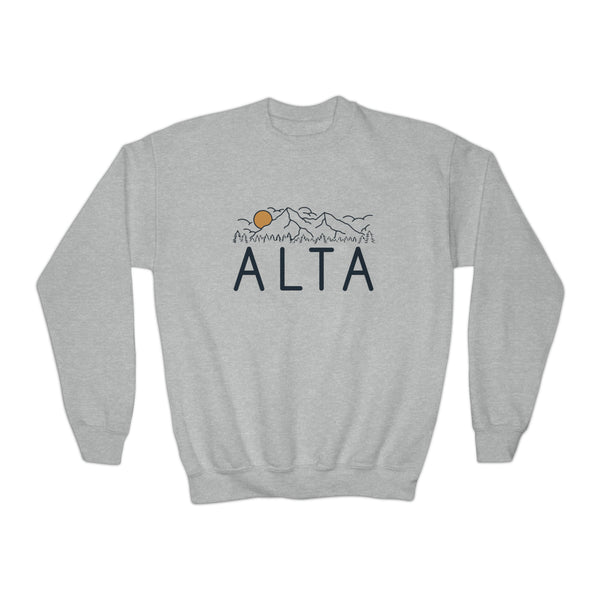 Alta, Utah Youth Sweatshirt - Unisex Kid's Alta Crewneck Sweatshirt