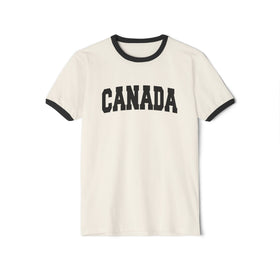 Canada Cotton Ringer Graphic Tee - Unisex Canada T Shirt, Vintage Style Tee, Men's/Women's Tee - 0
