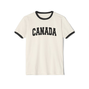 Canada Cotton Ringer Graphic Tee - Unisex Canada T Shirt, Vintage Style Tee, Men's/Women's Tee - 0