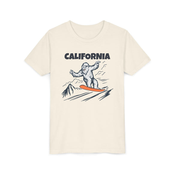 California Yeti Snowboard Youth Tee - Kids Skiing Shirt