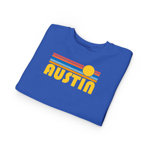 Austin, Texas Toddler Sweatshirt - Retro Sun Austin Toddler Crewneck Sweatshirt