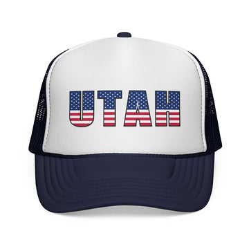 Buy dark-navy Utah Stars and Stripes Trucker Hat | Patriotic State Flag Cap