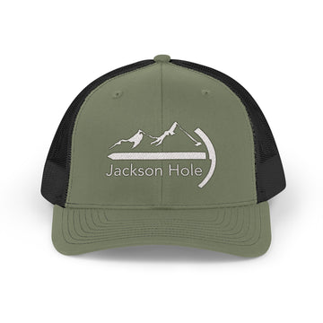 Buy loden-black Jackson Hole, Wyoming Snapback Trucker Cap - Embroidered Jackson Hole Hat
