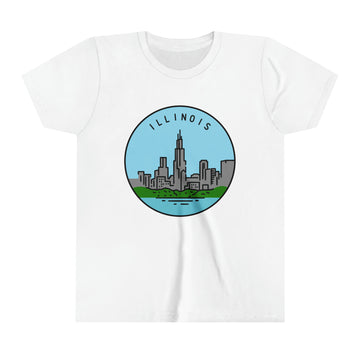 Buy white Illinois Youth T-Shirt - Unisex Kids Illinois Shirt