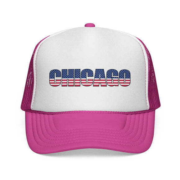 Chicago Illinois Stars and Stripes Trucker Cap