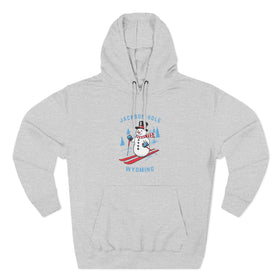 Premium Jackson Hole, Wyoming Skiing Snowman Hoodie - 0