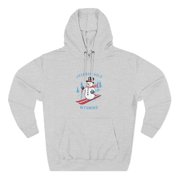 Premium Jackson Hole, Wyoming Skiing Snowman Hoodie