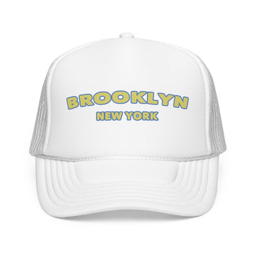 Buy white Brooklyn, New York Foam Trucker Hat – Retro Varsity City Cap