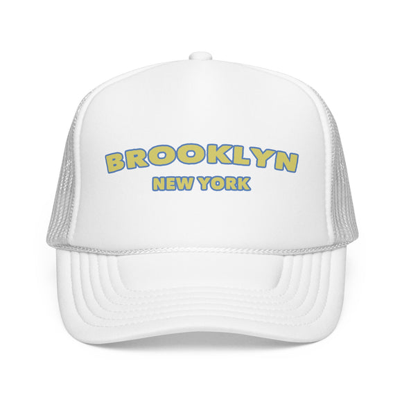 Brooklyn, New York Foam Trucker Hat – Retro Varsity City Cap