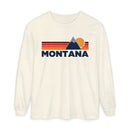 Montana Long Sleeve T-Shirt Retro Mountain, Unisex Montana Unisex Garment-dyed Long Sleeve T-Shirt-1