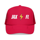 Jacksonville, Florida Retro Trucker Hat - Lightning Foam Cap - Lightning Black-3