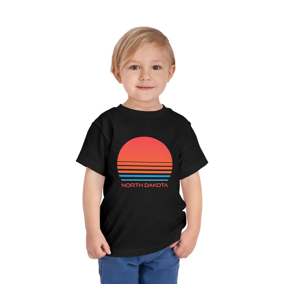 North Dakota Toddler T-Shirt - Retro 80s Unisex Toddler North Dakota Shirt