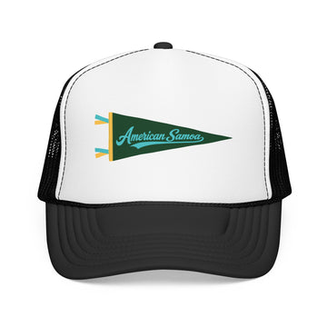 Buy black-white American Samoa National Park Pennant Trucker Hat — Vintage Foam Mesh Cap