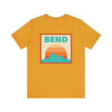 Buy mustard Retro Bend, Oregon T-Shirt, Mountain Sun Tee, Unisex Graphic Shirt, Vintage Bend, Oregon Top, Outdoor Adventure Clothing