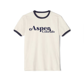 Aspen, Colorado Cotton Ringer Graphic Tee - Unisex Aspen T Shirt, Vintage Style Tee, Men's/Women's Tee