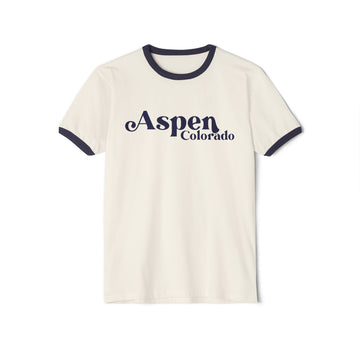 Aspen, Colorado Cotton Ringer Graphic Tee - Unisex Aspen T Shirt, Vintage Style Tee, Men's/Women's Tee
