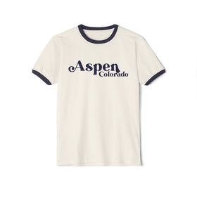 Aspen, Colorado Cotton Ringer Graphic Tee - Unisex Aspen T Shirt, Vintage Style Tee, Men's/Women's Tee