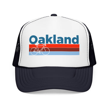 Buy navy-white-navy Oakland, California Trucker Hat - Foam Oakland Bike Cap